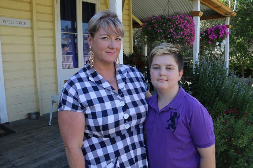 Rochelle Caloon says her son Dodge who is in Grade 5 at Silkstone State School in Ipswich struggles to concentrate in the heat.