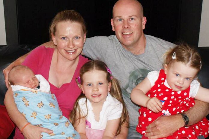Tasmanian political hopeful Shane Broad with family.