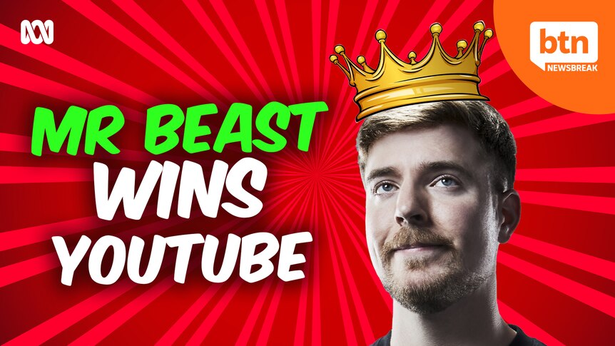 Mr Beast with an illustrated crown on his head.