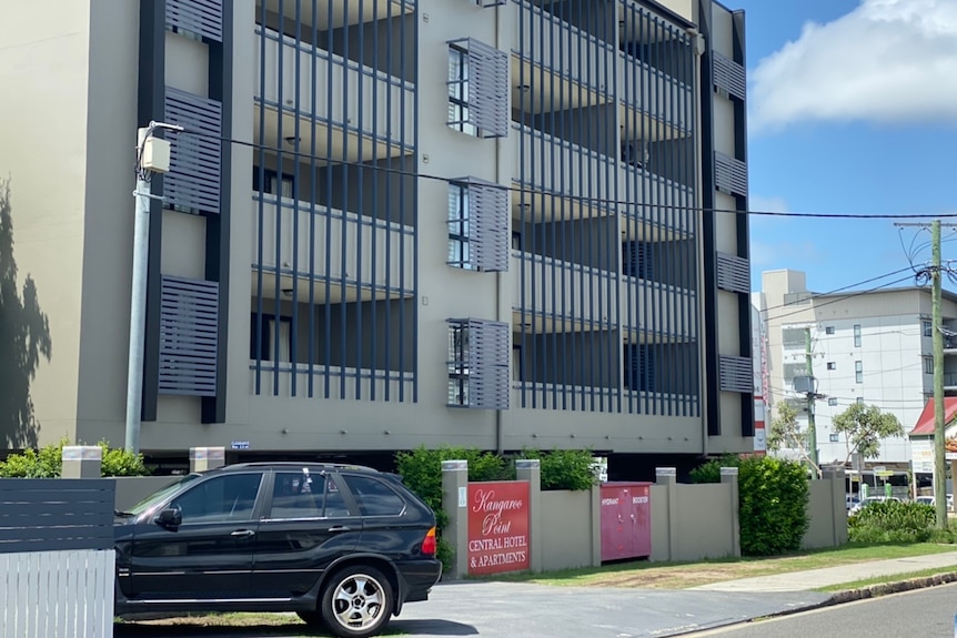 Kangaroo Point Central Hotel and Apartments building and driveway in Brisbane.