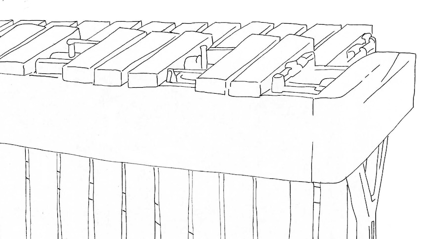 Line drawing of a marimba