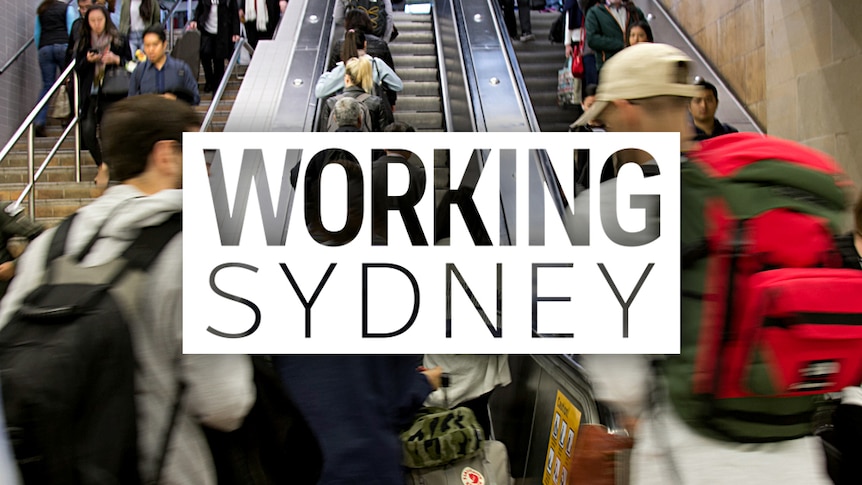 Working Sydney title treatment over commuters at Central Station