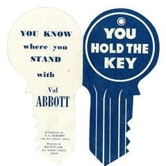 A key shaped election flier from 1948.