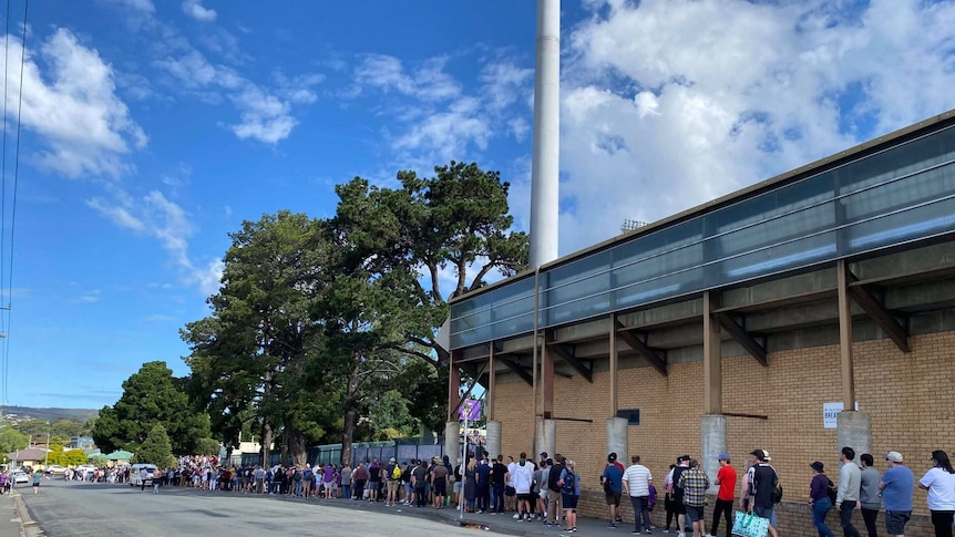 Queue outside sporting ground