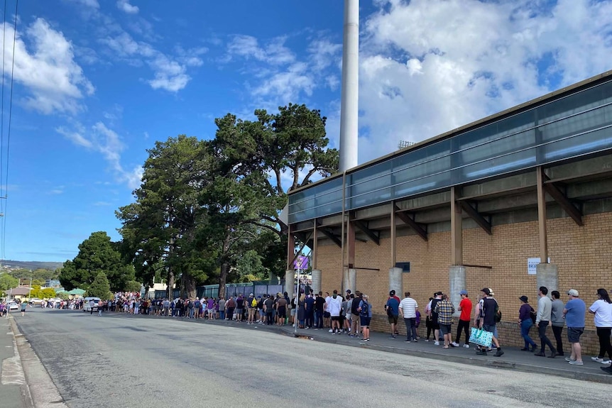 Queue outside sporting ground