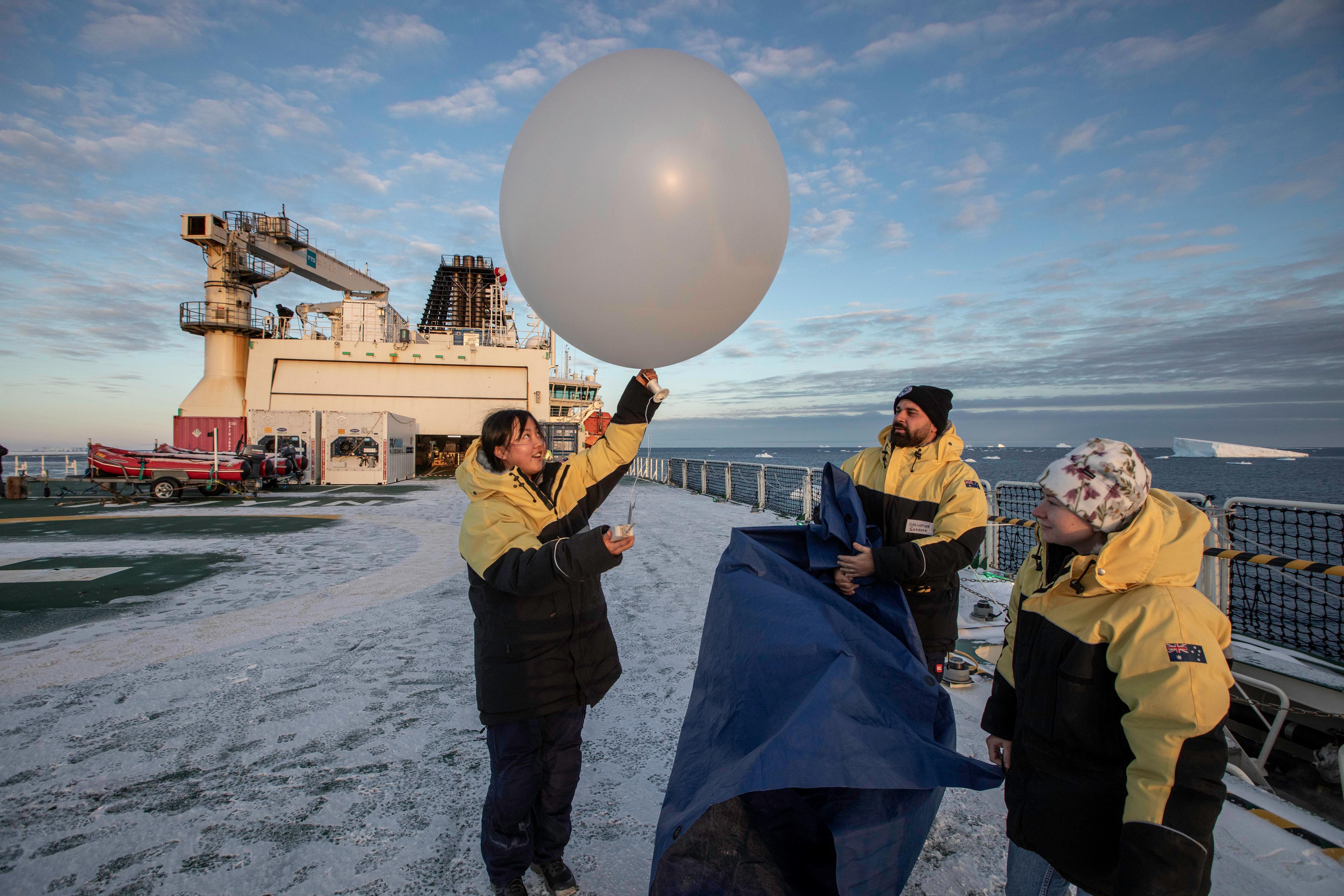 A balloon is sent into the air.