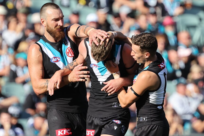 Power celebrate a goal against Bombers