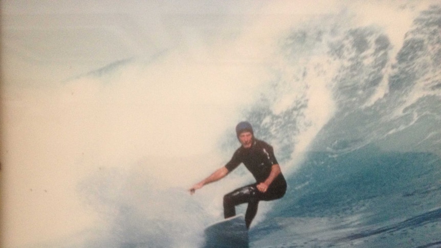 Kevin Merifield, now aged 76, is pictured surfing at Turtles surf break.