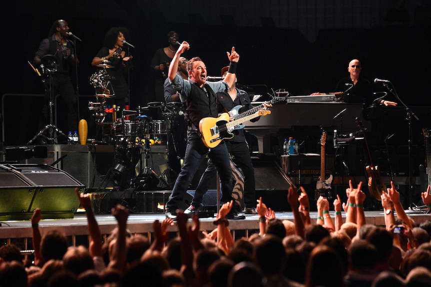 Bruce Springsteen performs at the opening night of the Australian leg of his Wrecking Ball tour in Brisbane.