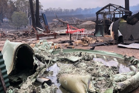 Les and Sandi Anderson's home destroyed by fire at Sarsfield.