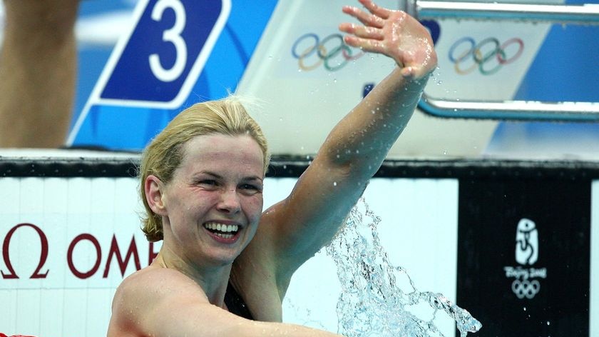 Britta Steffen wins the women's 50m freestyle