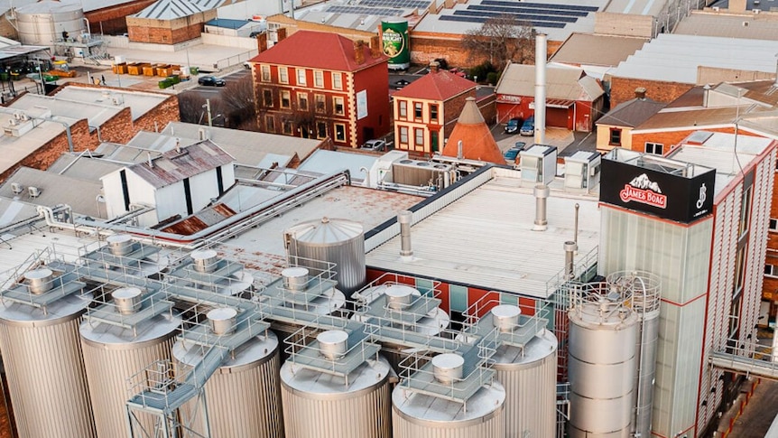 Aerial photo of James Boag Brewery in Launceston, 2022