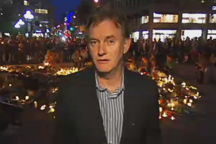 Philip Williams reporting from Oslo candlelight vigil
