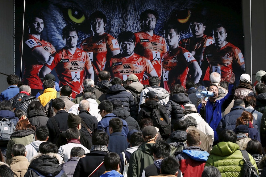 Fans arrive for the Sunwolves' first Super Rugby game