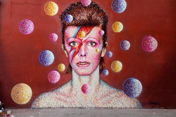 David Bowie image painted on wall