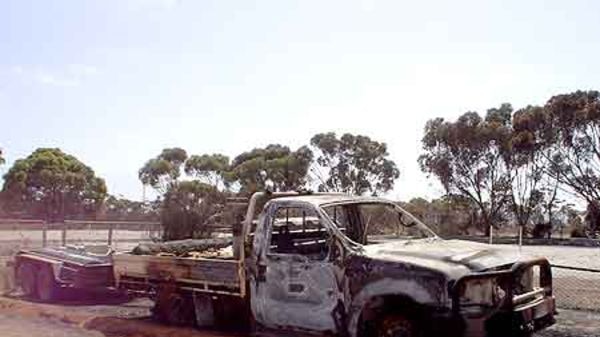 Burnt out car at Eyre Peninsula bushfire