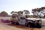 Burnt out car at Eyre Peninsula bushfire
