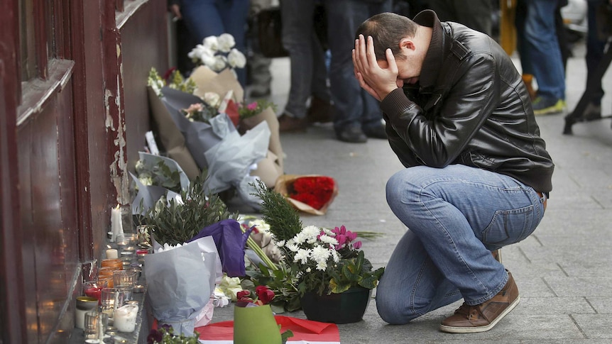 Man mourns Paris attack victims