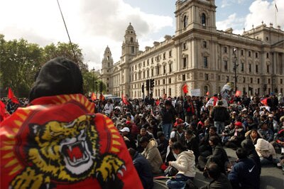 Supporters of the Tamil Tigers demonstrate against the Sri Lankan government in London, earlier this year