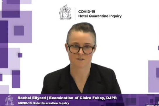 Claire Febey gives evidence via videolink at the inquiry