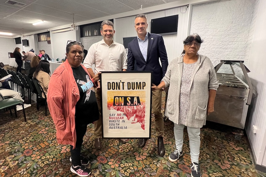 Barngarla elders Linda Dare and Dawn Taylor with the Premier and Aboriginal Affairs Minister. 