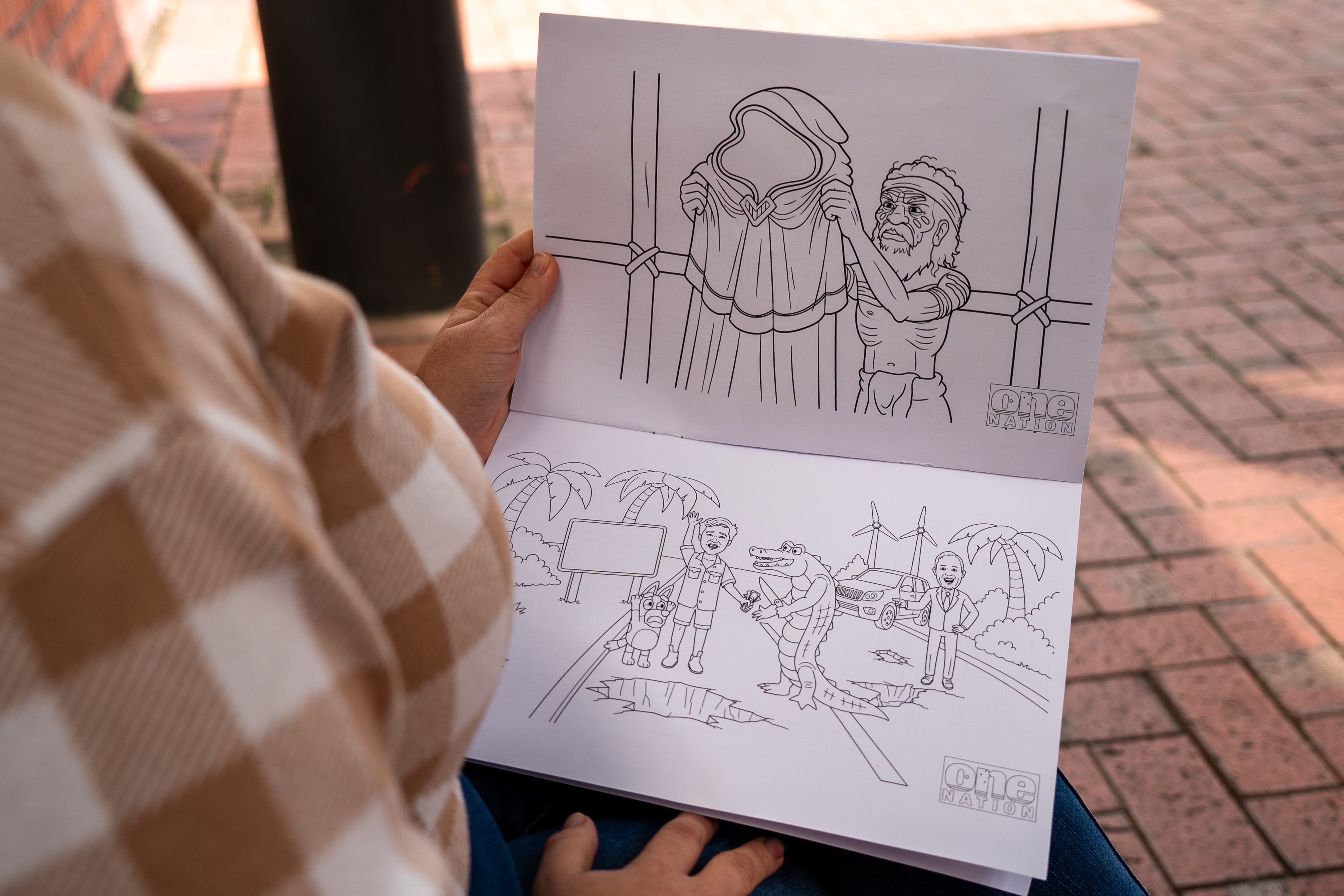 One Nation colouring book intended for kids depicts Bluey being robbed