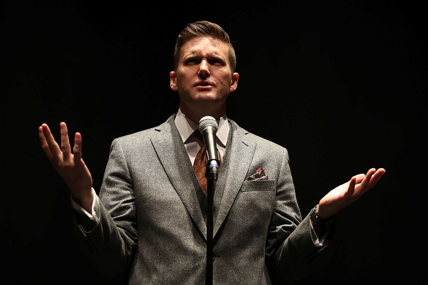 White nationalist Richard Spencer speaking at an event in Florida in 2017.
