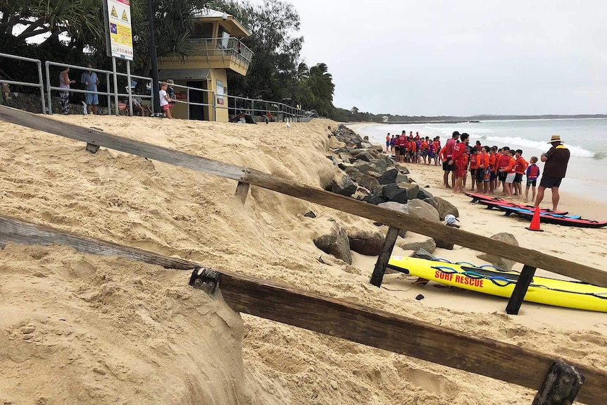 Heavy sand erosion at Noosa Beach