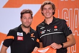 Toby Greene and Aaron Cadman at the AFL Draft.