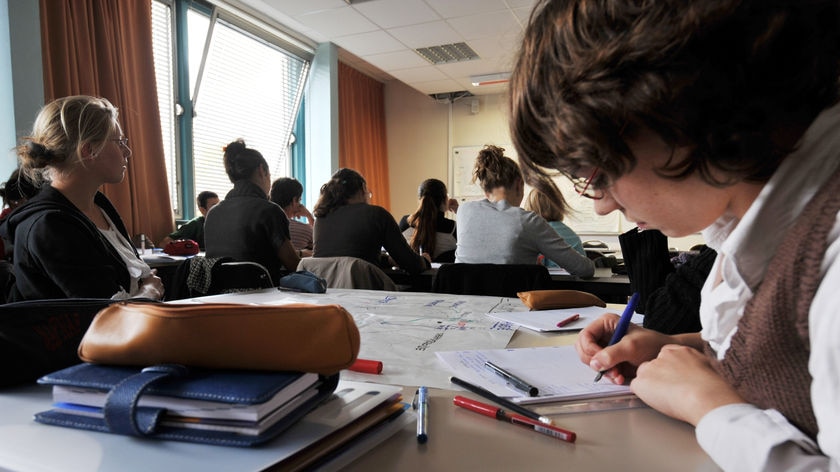 Students sitting in university classroom