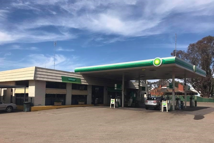 View from the road of a BP petrol station