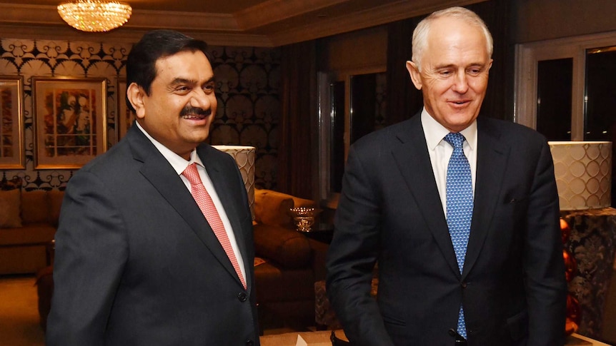 Malcolm Turnbull meets with Adani Group chairman Gautam Adani in New Delhi