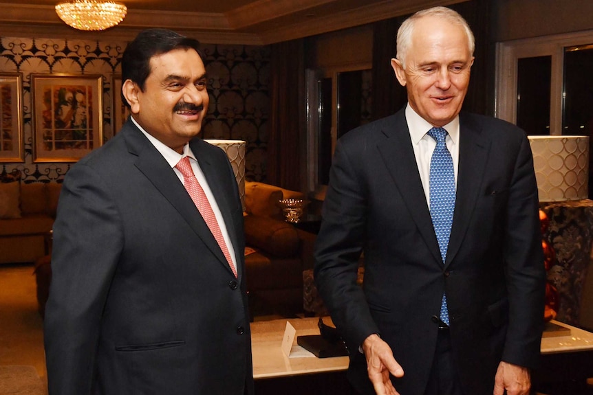 Malcolm Turnbull meets with Adani Group chairman Gautam Adani in New Delhi