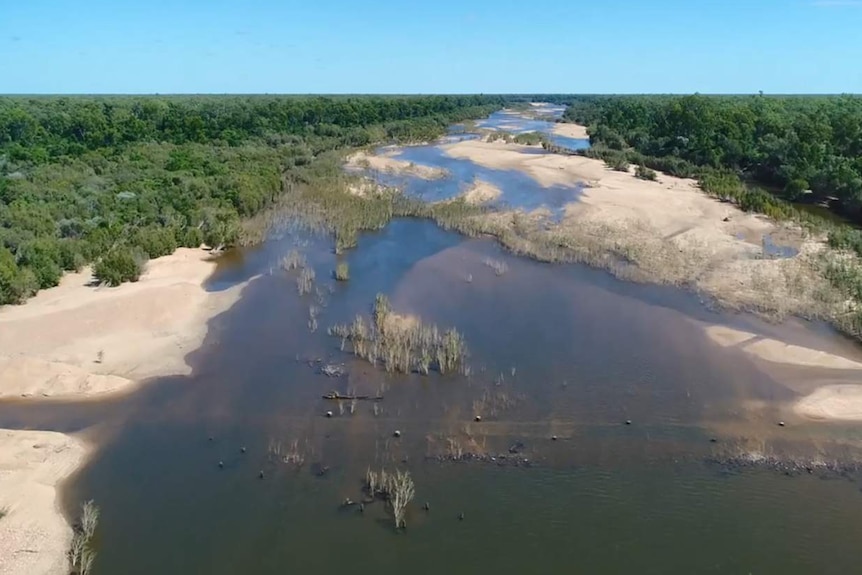 Aerial photo of Mitchell River in far north Queensland.