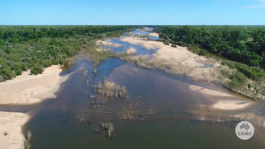 Aerial photo of Mitchell River in far north Queensland.