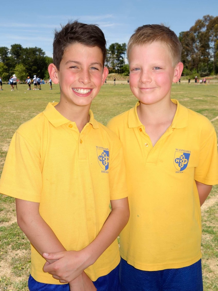 11-year-old Wanniassa Hills Primary School students Samir Ezzat and Oliver Holdway.