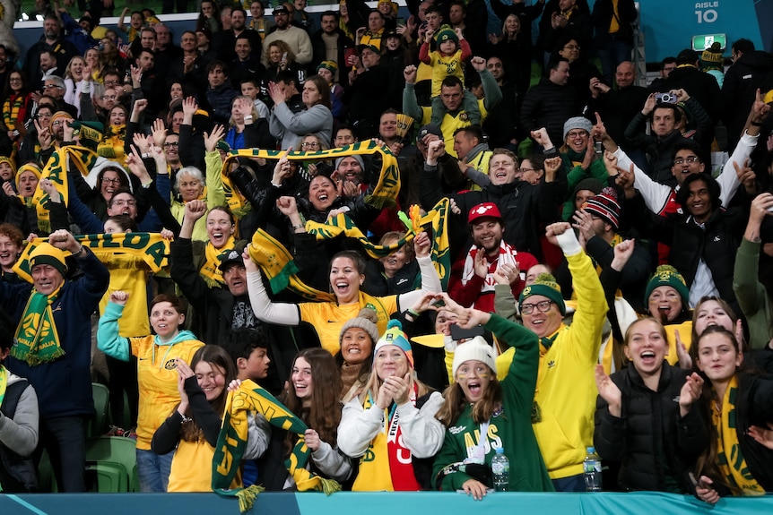 A crowd of football fans