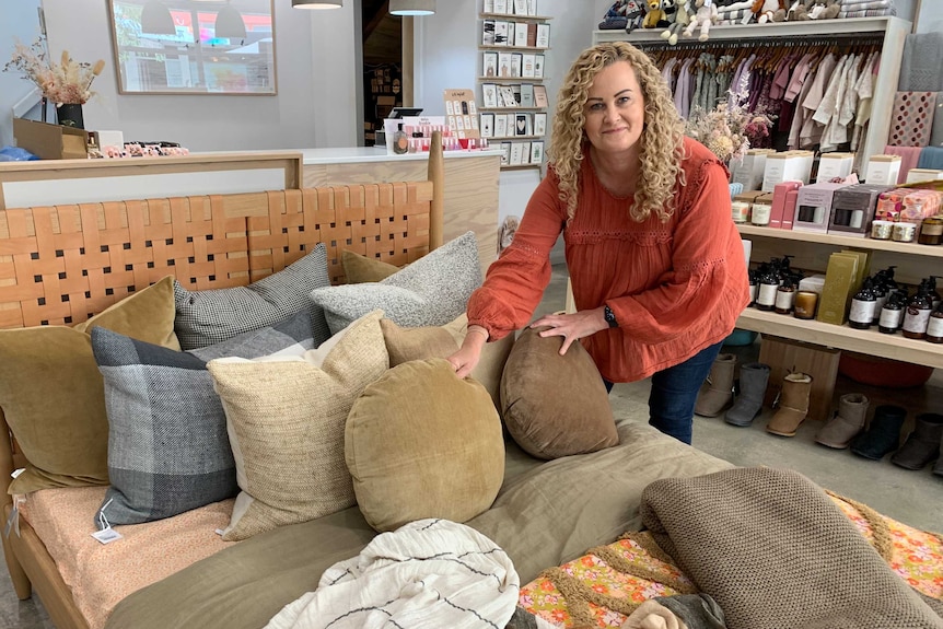 Homeware retailer Lindi McMahon in the store.