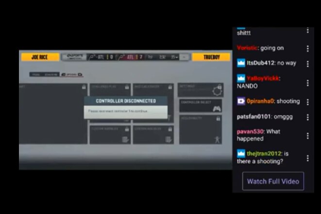 Screenshot of Twitch chat during the shooting in Jacksonville