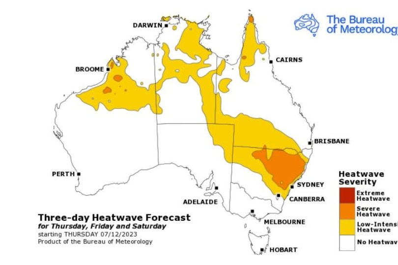 Heatwave conditions Thursday to Saturday