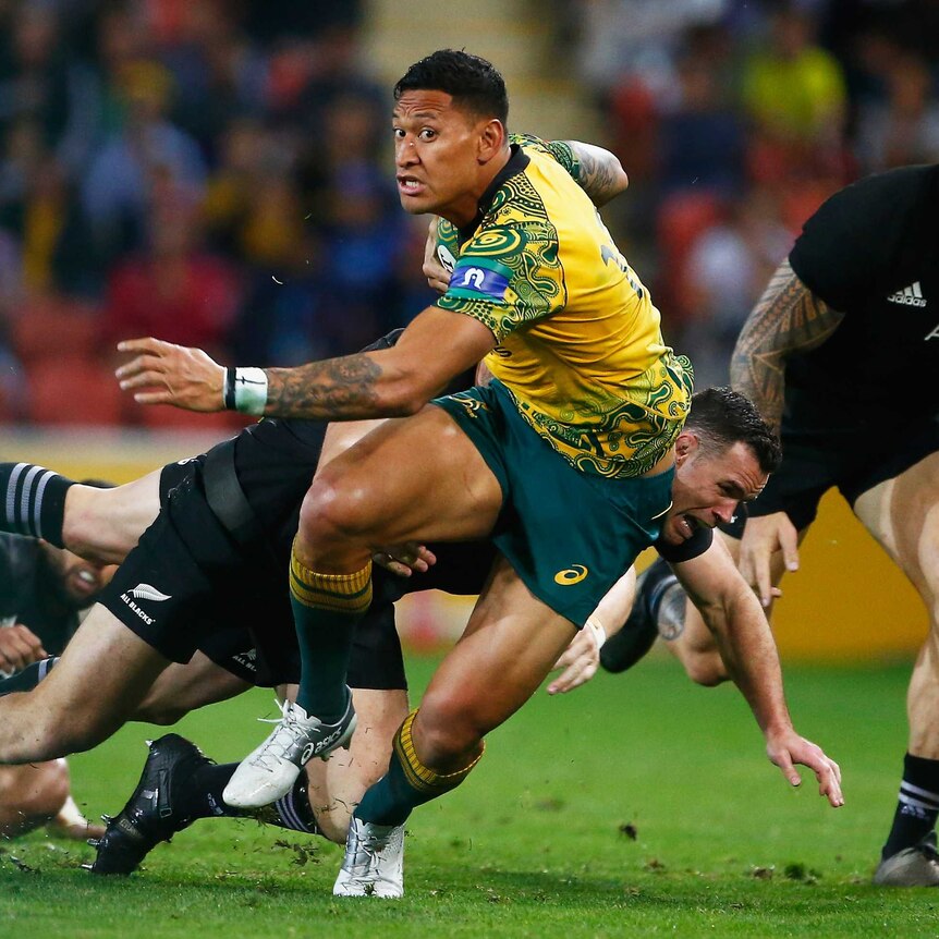 Australia's Israel Falou in action during the Bledisloe Cup match in 2017.