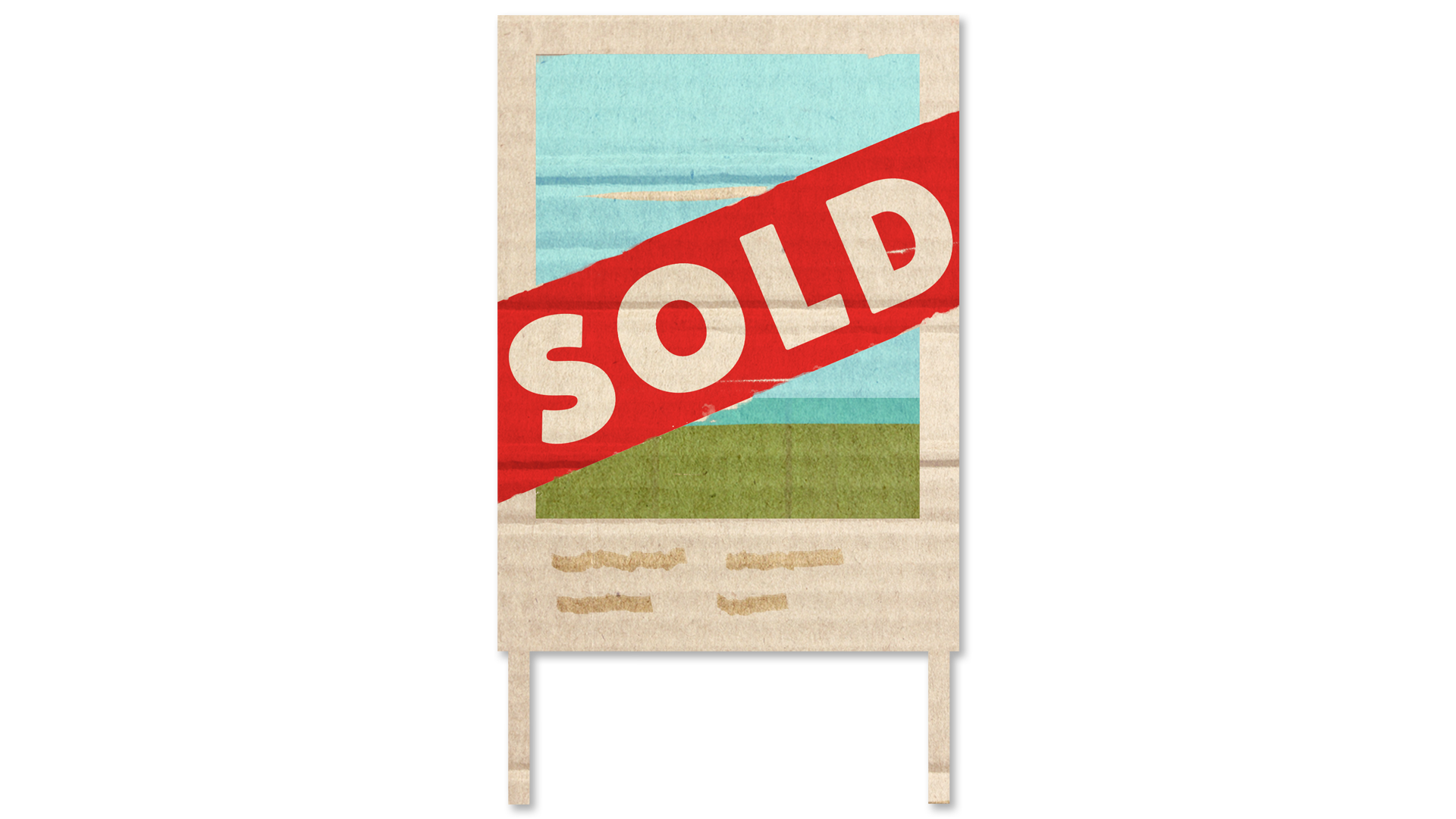 An illustration of a real estate sign with a 'Sold' sticker over it.