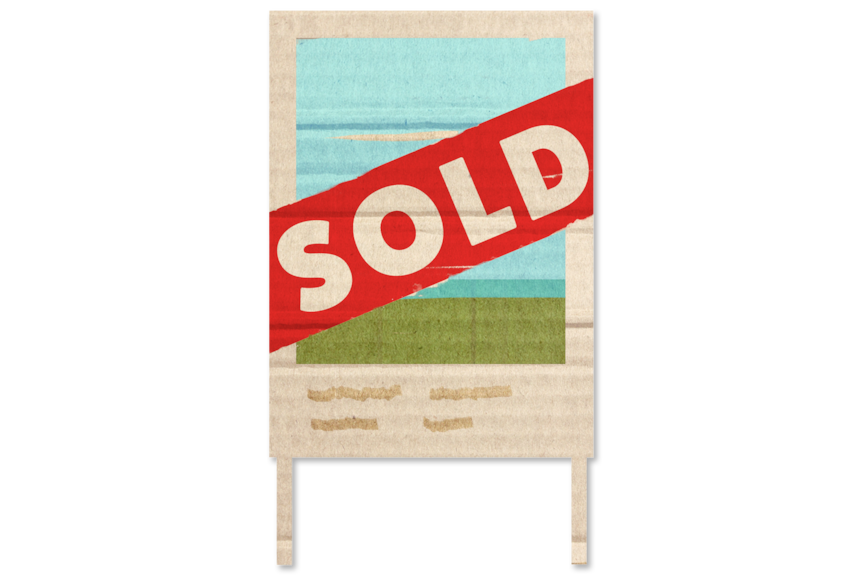 An illustration of a real estate sign with a 'Sold' sticker over it.