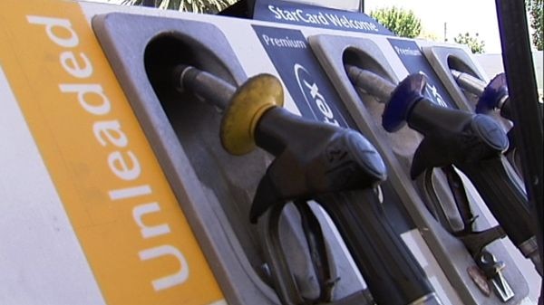 A close up of petrol pumps at a bowser.