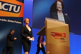 Julia Gillard addresses delegates during the ACTU Congress