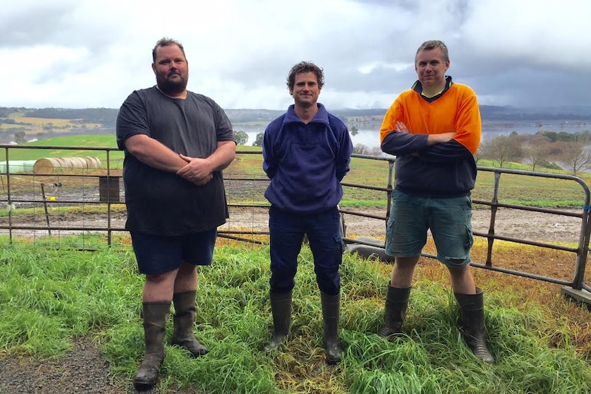 Dairy farmers Andrew Jennings, Brian Whinfield and Adam Hasler.