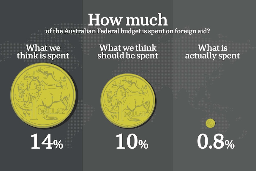 Grafik bagaimana perkiraan warga Australia soal dana bantuan ke Indonesia