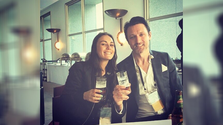 Amy Shark sharing a beer with Something For Kate frontman Paul Dempsey