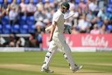 Australia's Shane Watson leaves the field after being dismissed in the first Ashes Test in Cardiff.