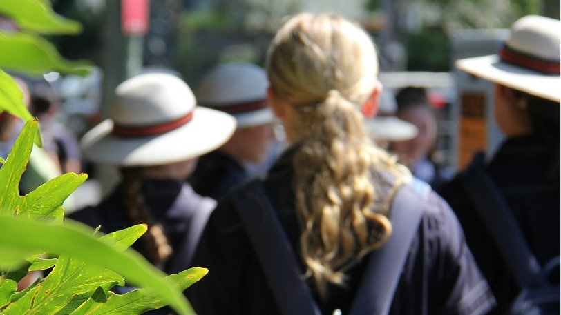 Students line up for buses